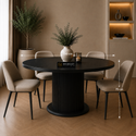 Ronde Japandi Eettafel – Zwart MDF Tafelblad