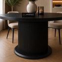 Ronde Japandi Eettafel – Zwart MDF Tafelblad