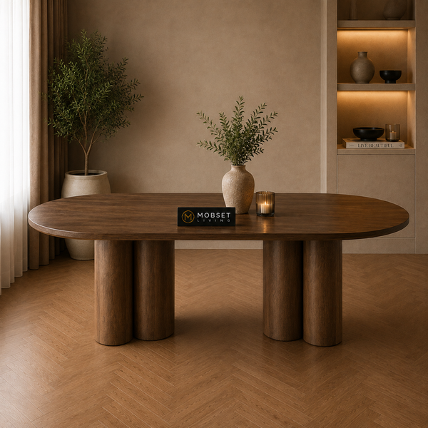 Eettafel Ovaal Bruin Mangohout 200x100cm