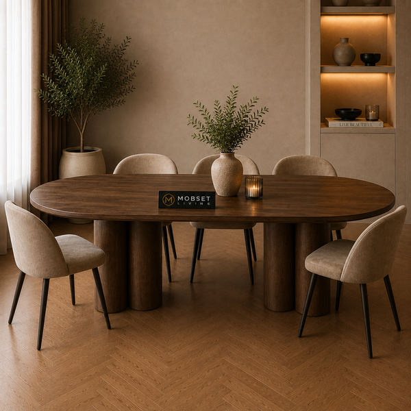 Eettafel Ovaal Bruin Mangohout 200x100cm