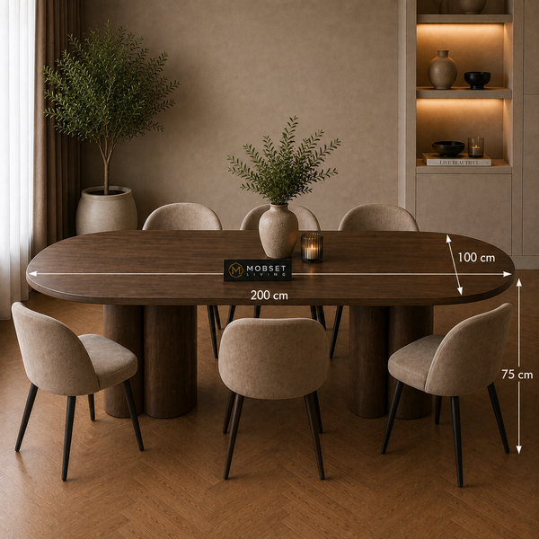 Eettafel Ovaal Bruin Mangohout 200x100cm