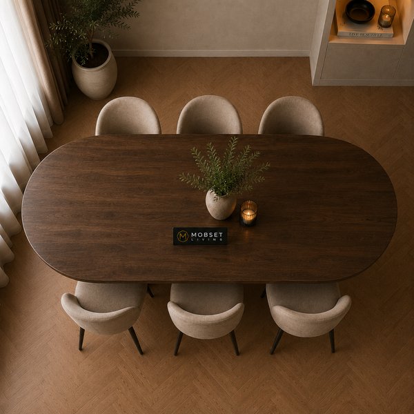 Eettafel Ovaal Bruin Mangohout 200x100cm