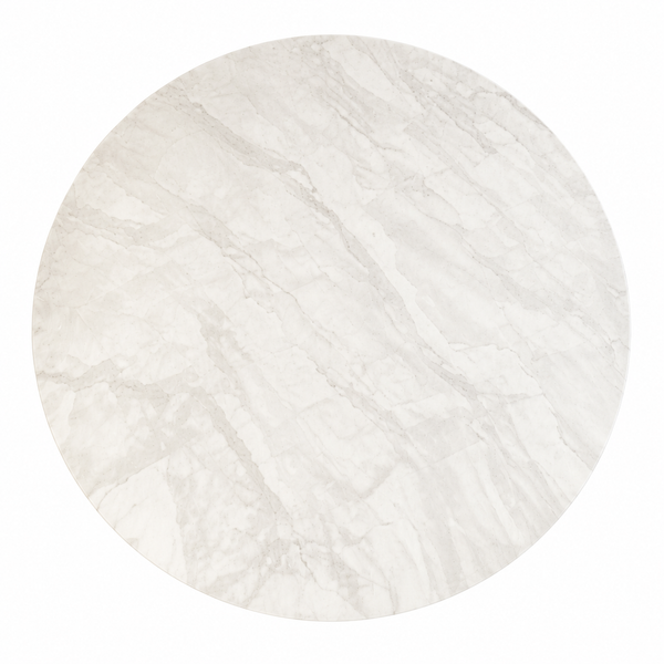 Travertin  Eettafel Rond– Crème Blad met poten goud - 130cm