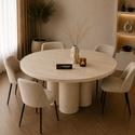 Ronde Mango Houten Eettafel 130 cm Crème – Massief Mangohout