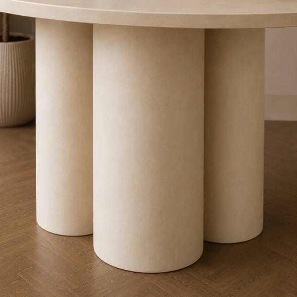 Ronde Mango Houten Eettafel 130 cm Crème – Massief Mangohout
