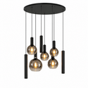 Industriële Hanglamp voor Eettafel ovaal – Smoke Glas – 8-Lichts – Dimbaar