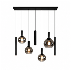 Industriële Hanglamp voor Eettafel – Smoke Glas – 7-Lichts – Dimbaar