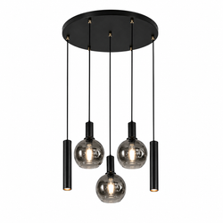 Industriële Hanglamp – Smoke Glas – 5-Lichts – Dimbaar