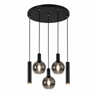 Industriële Hanglamp – Smoke Glas – 5-Lichts – Dimbaar