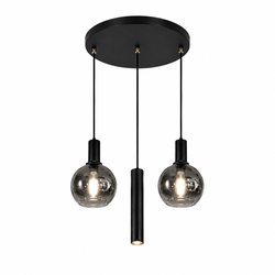 Industriële Hanglamp – Smoke Glas – 3-Lichts – Dimbaar