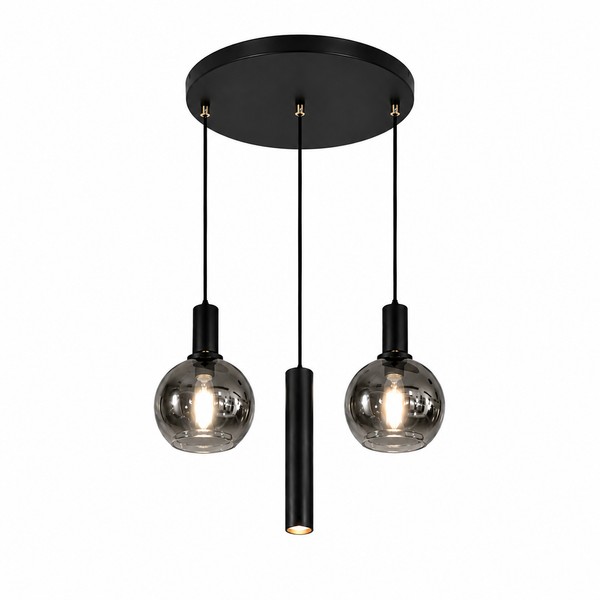 Industriële Hanglamp – Smoke Glas – 3-Lichts – Dimbaar