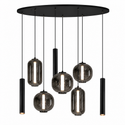 Industriële Hanglamp Eettafel – Ovaal – Smoke Glas – 8-Lichts Geïntegreerde LED