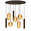 Industriële Hanglamp voor Eettafel Ovaal– Amber Glas – 8-Lichts Geïntegreerde LED