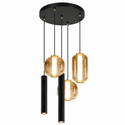 Industriële Hanglamp – Amber Glas – 5-Lichts Geïntegreerde LED