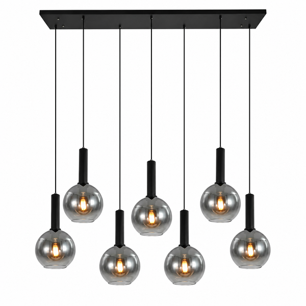 Hanglamp Eettafe – Dimbaar & Verstelbaar – Smoke Glas – 7 Lichtpunten