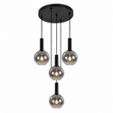 Hanglamp Smoke Glas– Verstelbaar – 5 Lichtpunten- Staven Zwart