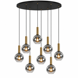 Hanglamp Eettafel Ovaal – Goud met Smoke Glas – 8 Lichtpunten