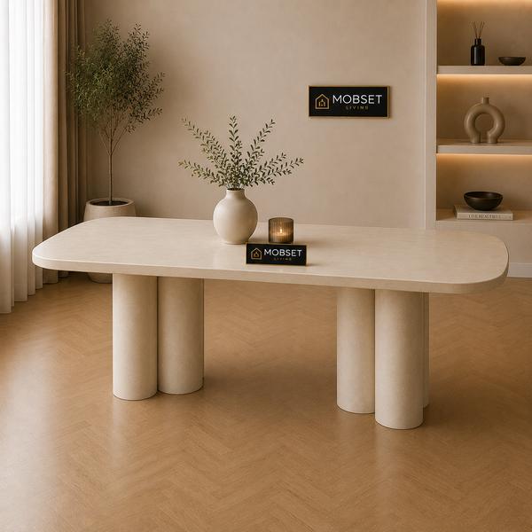 Langwerpige Mango Houten Eettafel 200x100 cm Crème – Massief Mangohout