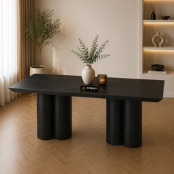 Langwerpige Mango Houten Eettafel 200x100 cm Zwart – Massief Mangohout
