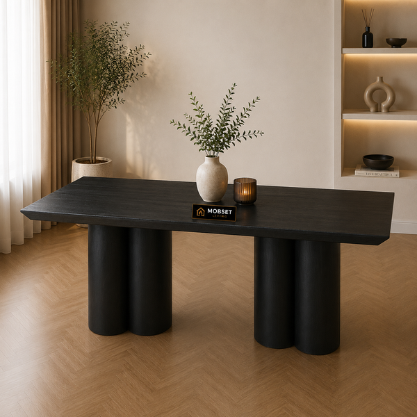 Langwerpige Mango Houten Eettafel 200x100 cm Zwart – Massief Mangohout