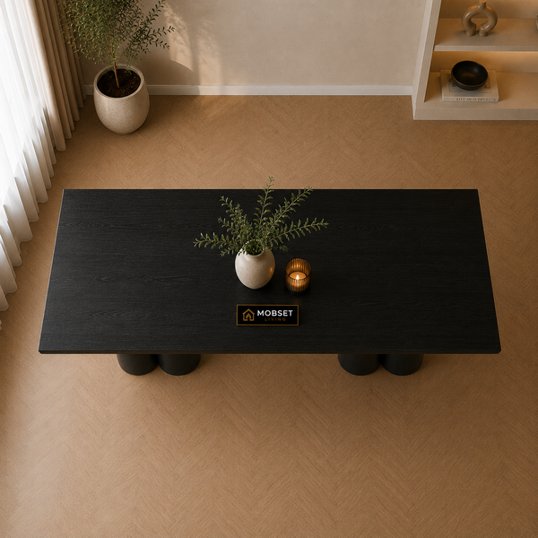Langwerpige Mango Houten Eettafel 200x100 cm Zwart – Massief Mangohout