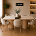 Langwerpige Keramiek Eettafel 180x100 cm Beige Poten