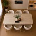 Langwerpige Keramiek Eettafel 180x100 cm Beige Poten