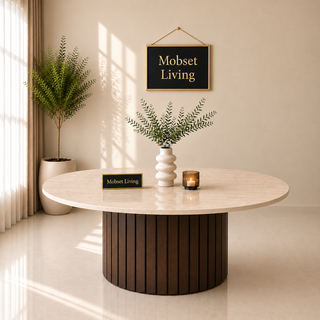 Eettafel Japandi Keramiek Ovaal bruin 180 cm - Stella