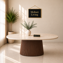 Eettafel Japandi travertin Ovaal bruin 180cm - (Pre-order Leverbaar vanaf 20-10-26)