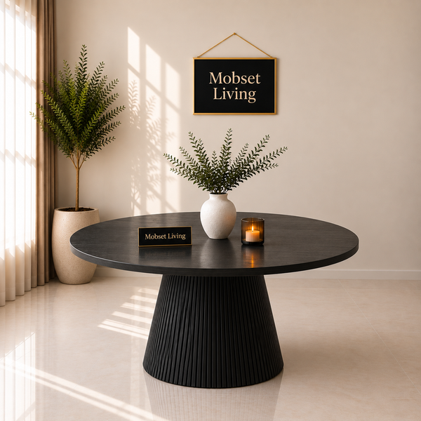 Eettafel Rond Zwart MDF Blad 130cm