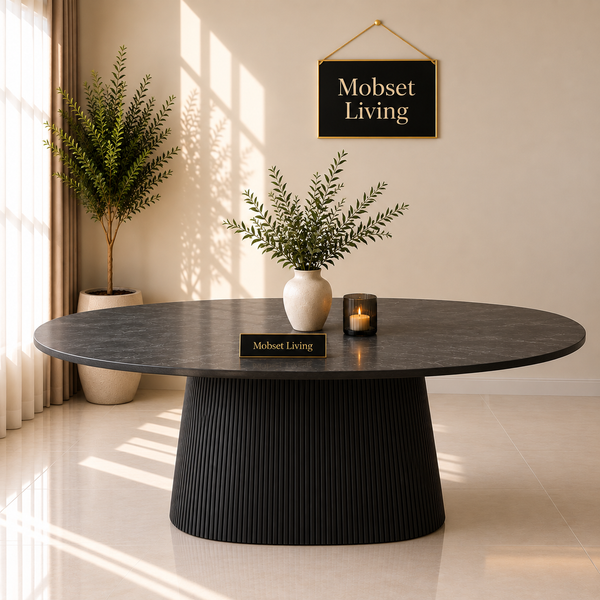 Eettafel Ovaal Zwart - MDF Blad 160cm