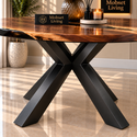 Ronde Mangohout Eettafel 130 cm - Zwarte X-poot - Pera