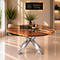 Ronde Wood Eettafel 130 cm - Zilver X-poot - Pera