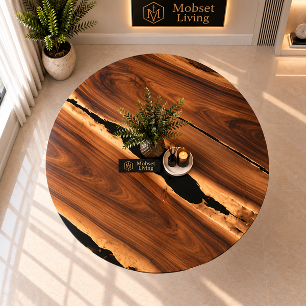 Ronde Wood Eettafel 130 cm - Zilver X-poot - Pera