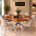 Ronde Wood Eettafel 130 cm - Zilver X-poot - Pera