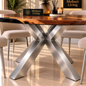 Ronde Wood Eettafel 130 cm - Zilver X-poot - Pera