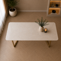 Langwerpige Eettafel Goud Poten Witte blad 180x90cm