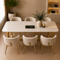 Langwerpige Eettafel Goud Poten Witte blad 180x90cm