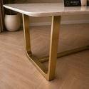 Langwerpige Eettafel Goud Poten Witte blad 180x90cm
