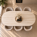 Eettafel Japandi travertin 2 potig ovaal 180cm - Kimberly