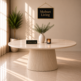 Eettafel Japandi travertin Ovaal 180 cm - Kimberly
