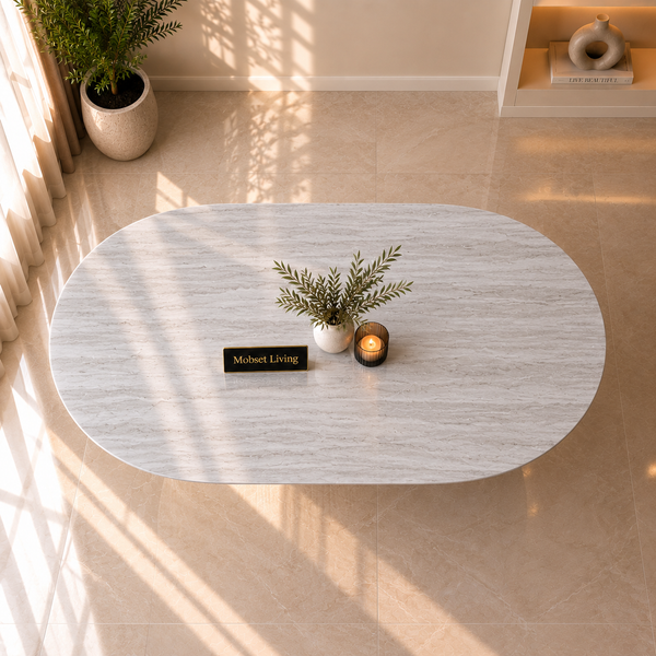 Eettafel Japandi Grijs MDF Ovaal 220 cm - Kimberly