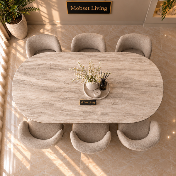 Eettafel Bruin Keramiek Blad Ovaal 180 cm - Alessia