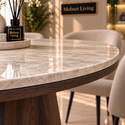 Eettafel Bruin Keramiek Blad Rond 120 cm - Alessia