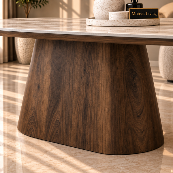 Salontafel Bruin Keramiek Blad Ovaal 130 cm - Alessia