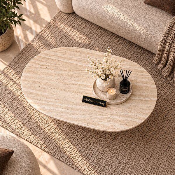 Salontafel Beige Keramiek Blad Ovaal 130 cm - Floor