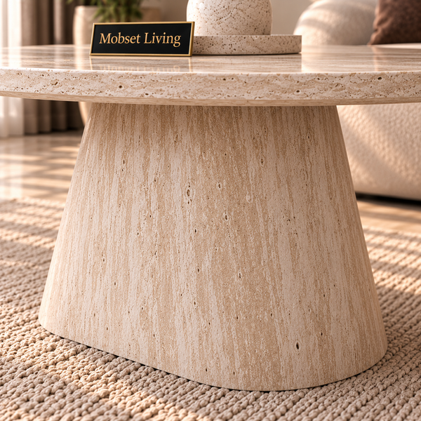 Salontafel Beige Keramiek Blad Ovaal 130 cm - Floor