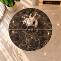 Ronde Bruine Travertin Eettafel 130 cm Gouden X-poot - Luna