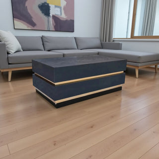 Zwarte salontafel – Rechthoekig mangohout met visgraat patroon