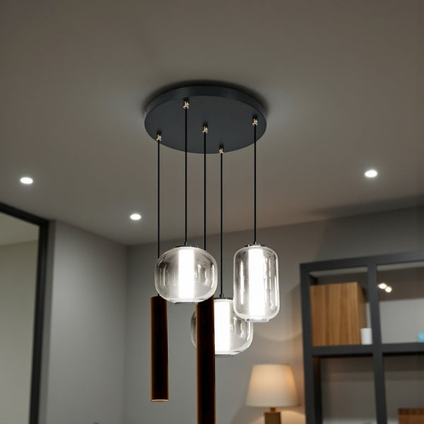 Industriële Hanglamp – Smoke Glas – 5-Lichts Geïntegreerde LED
